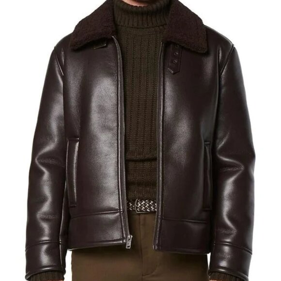 NEW ANDREW MARC Cadman Aviator Jacket in brown for men 1025 8m4 - Picture 3 of 5